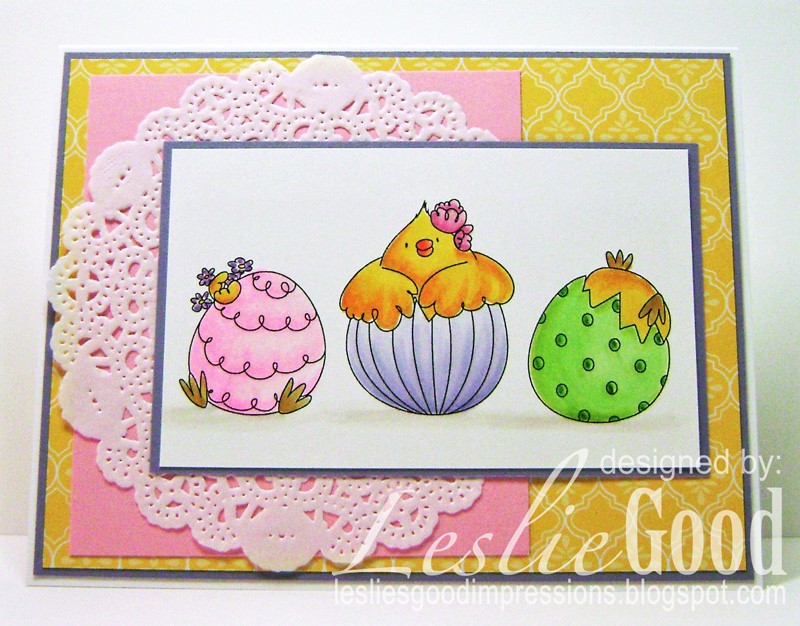 Stampingbella SPRING 2017 RELEASE-THE GOOD EGG CHICK rubber stamp. Card by Leslie Good