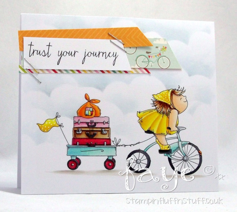 Stamping Bella Spring 2017 release -The Squidgy on a JOURNEY Rubber stamp. Card by Faye Wynn Jones