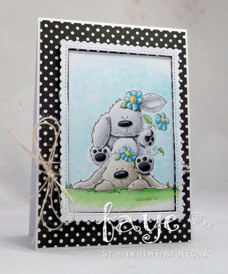 Bellarific Friday with Stamping Bella - rubber stamp uised: BUNNY PILE STUFFIES card by Faye Wynn Jones