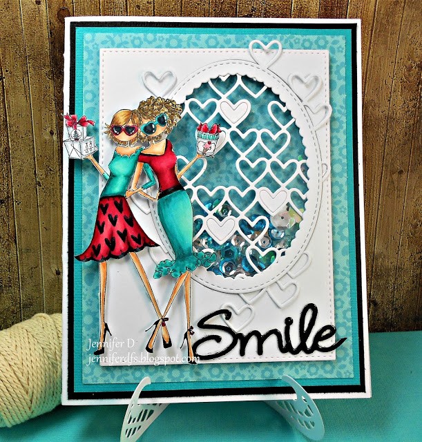 wonderful wednesdays with STAMPING BELLA- rubber stamp used: UPTOWN GALENTINE GIRLS Card made by JENNY DIX