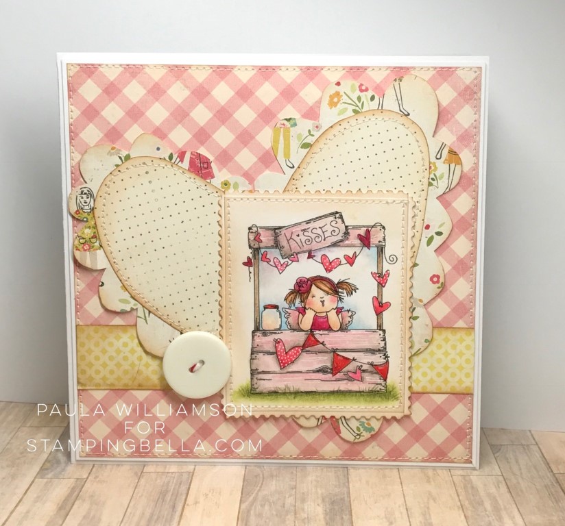 Bellarific Friday with Stamping Bella - rubber stamp uised: KISSING BOOTH card by Paula Williamson