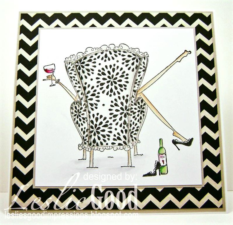 Bellarific Friday with Stamping Bella- rubber stamp used: UPTOWN GIRL REILLY loves to relax, card made by Leslie Good