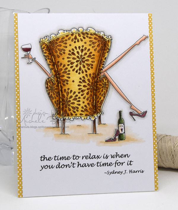 Bellarific Friday with Stamping Bella- rubber stamp used: UPTOWN GIRL REILLY loves to relax, card made by Michele Boyer