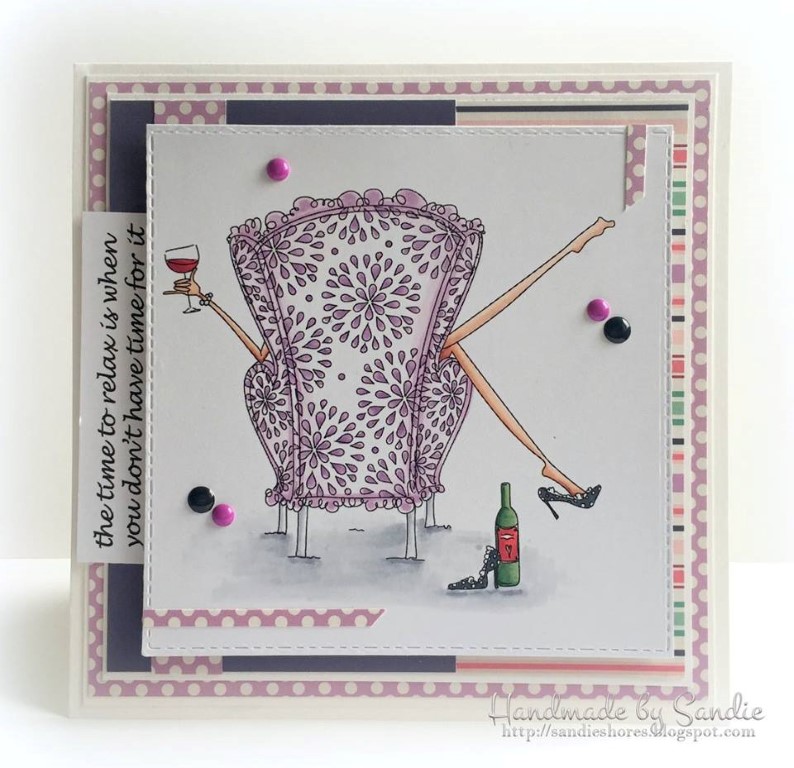 Bellarific Friday with Stamping Bella- rubber stamp used: UPTOWN GIRL REILLY loves to relax, card made by Sandie Dunne