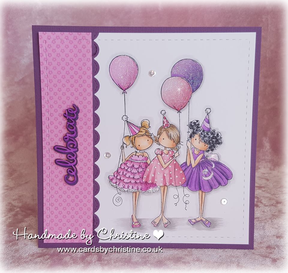 Bellarific Friday with Stamping Bella April 17 2017. RUBBER STAMP USED: TINY TOWNIE BIRTHDAY PARTY. Card made by Christine Levison