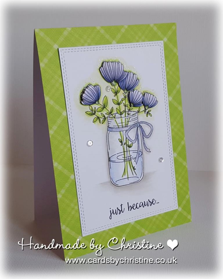 Bellarific Friday with Stamping Bella May 5th 2017- stamp used- MASON JAR OF FLOWERS card by Christine Levison