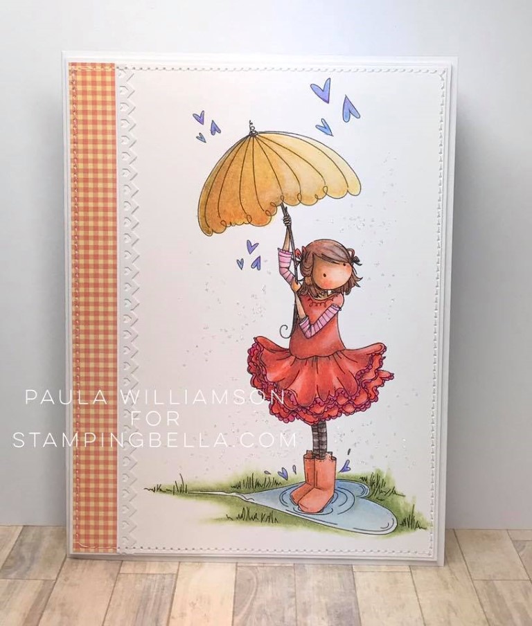 Bellarific Friday May 25th 2017- PHOTO CHALLENGE- Rubber stamp used : "TINY TOWNIE RACHEL loves the RAIN" card made by Paula Williamson