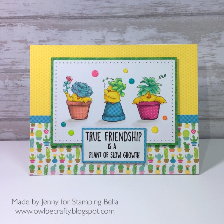 Bellarific Friday May 12 2017 MOJOBELLA SKETCH- rubber stamp used: SUCCULENT CHICKS. Card by JENNY BORDEAUX