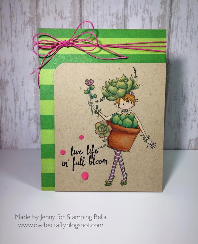 It's BELLARIFIC FRIDAY May 19th 2017-rubber stamp used TINY TOWNIE SUSIE the SUCCULENT, card made by JENNY BORDEAUX