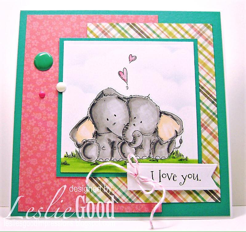 Bellarific Friday with Stamping Bella!- Rubber stamp used: ELLIE LOVES PHANT.  card by Leslie Good