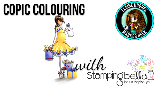 Stamping Bella - Marker Geek Monday - Copic Colouring Uptown Girl Brynn has a Baby Shower incl. video
