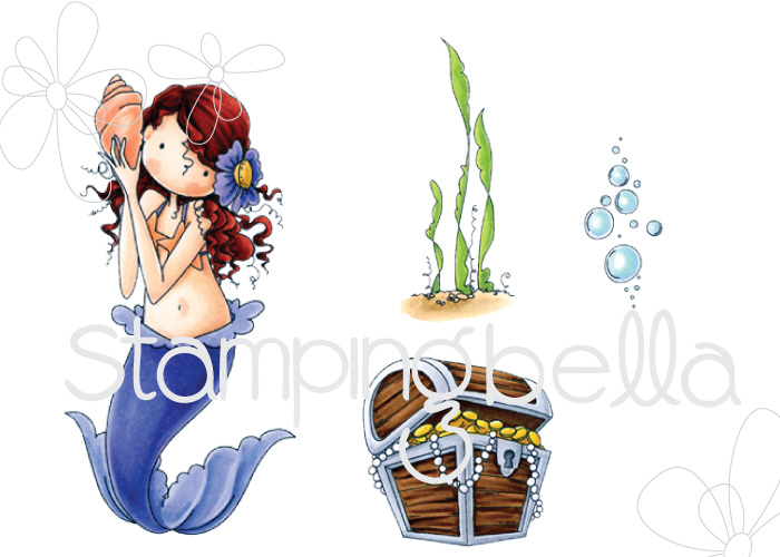 Stamping Bella SUMMER 2017 RELEASE- TINY TOWNIE MERMAID SET RUBBER STAMPS