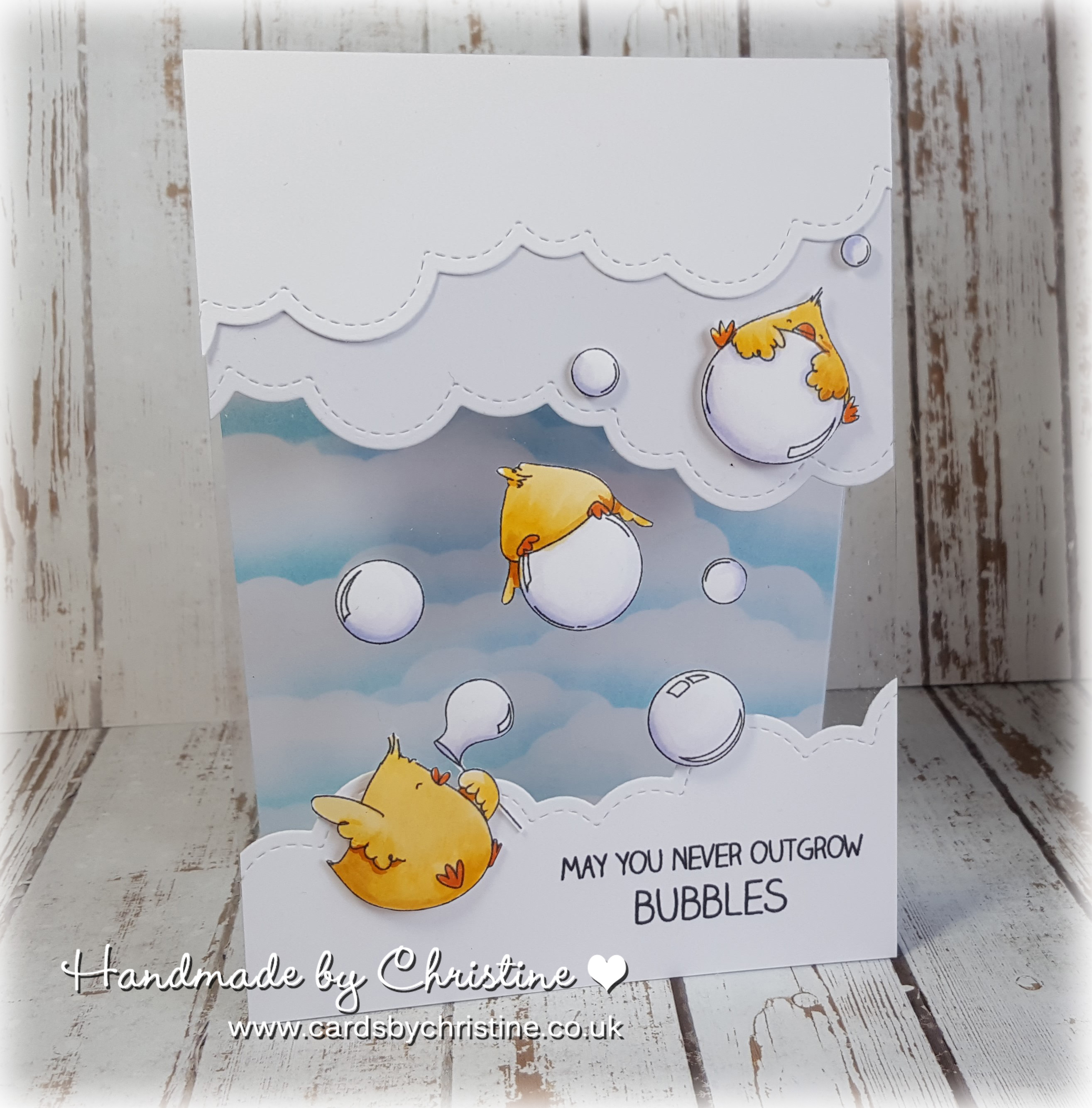 Stamping Bella SUMMER 2017 RELEASE: BUBBLE CHICKS rubber stamps. Card by Christine Levison