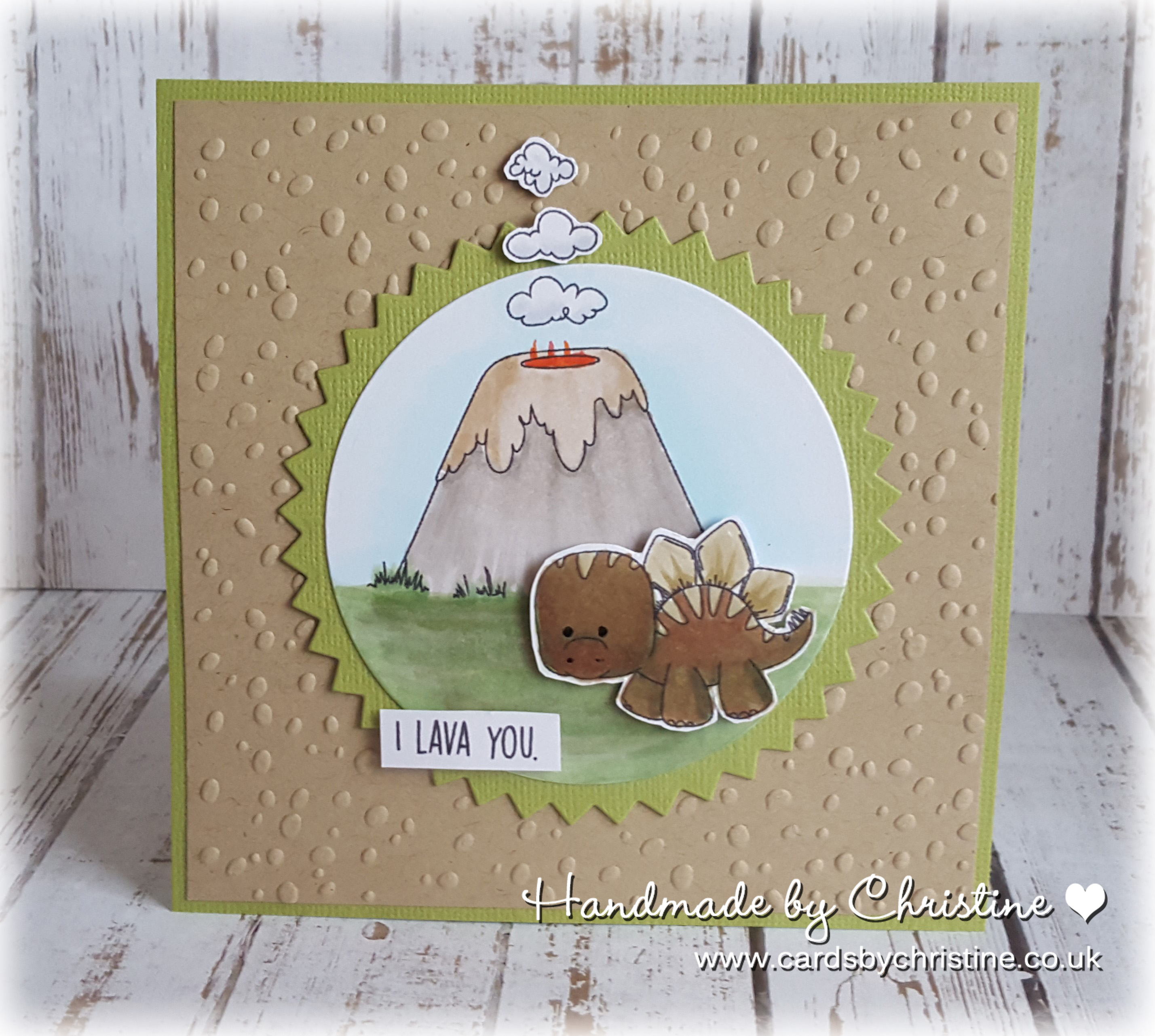 Stamping Bella SUMMER 2017 RELEASE-CAVE KIDS ADD ONS,, SET OF DINOSAURS rubber stamps. Card by Christine Levison