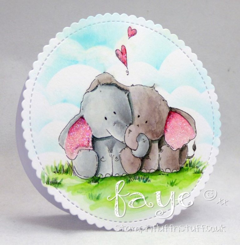 Bellarific Friday with Stamping Bella - Stamp used ELLIE LOVES PHANT. Card made by Faye Wynn Jones