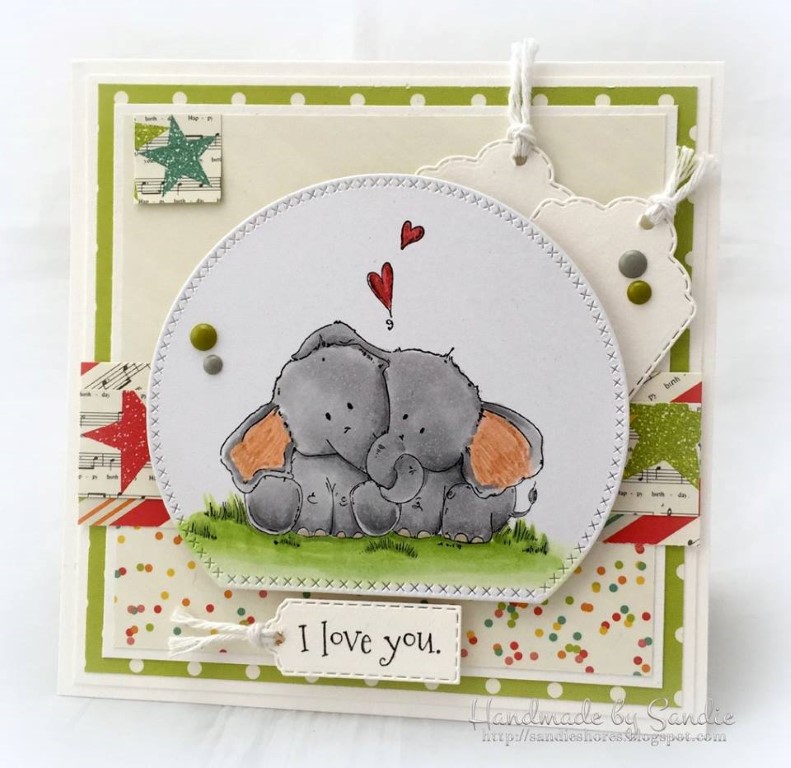 Bellarific Friday with Stamping Bella - Stamp used ELLIE LOVES PHANT. Card made by Sandie Dunne