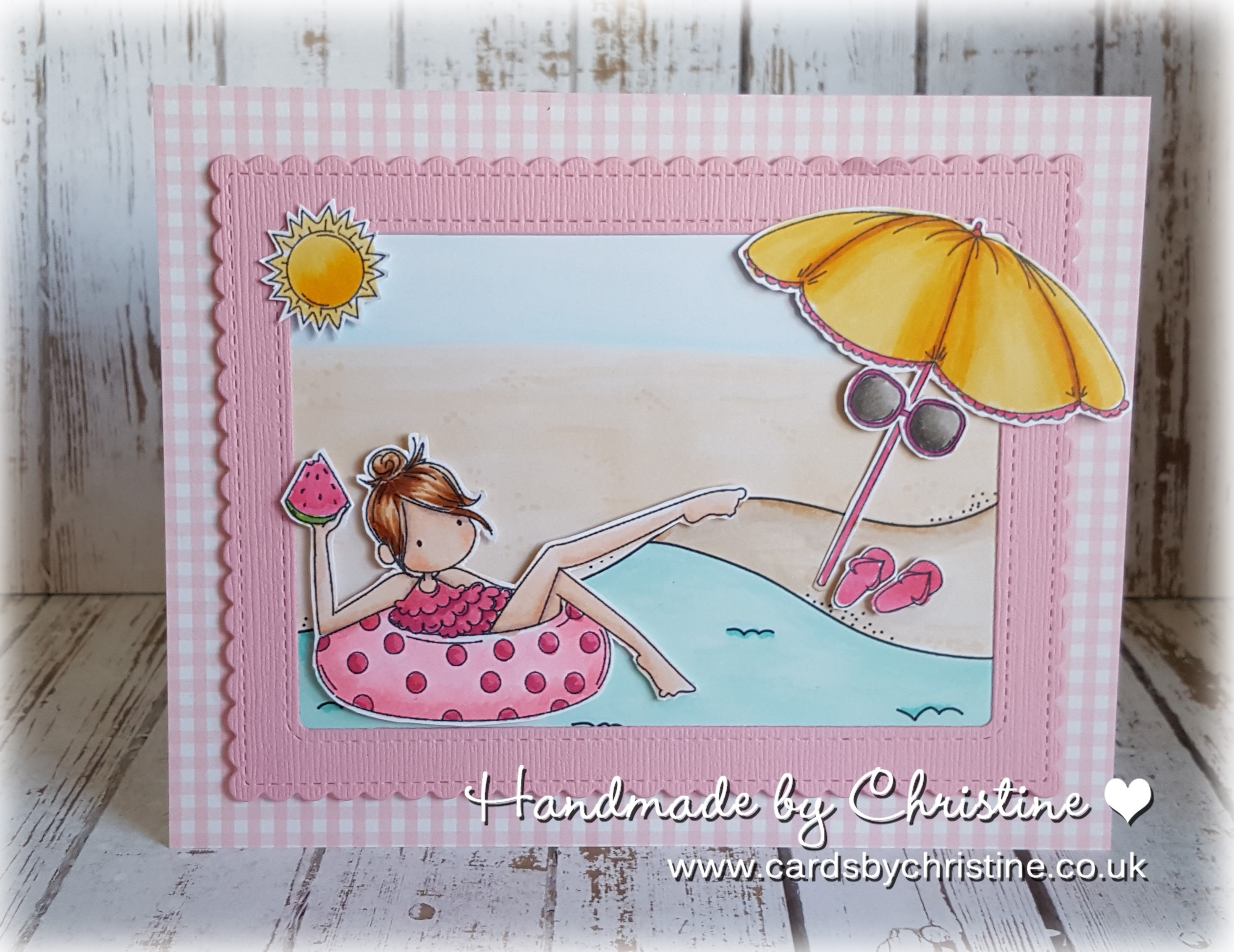 Stamping Bella SUMMER 2017 RELEASE- RUBBER STAMP : TINY TOWNIE FRANCES LOVES TO FLOAT. Card by Christine Levison