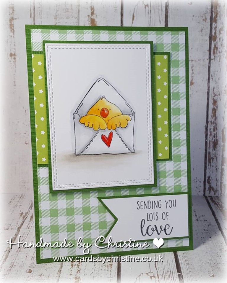 bellarific friday with Stamping Bella- rubber stamp used: MAIL CHICK, card made by Christine Levison