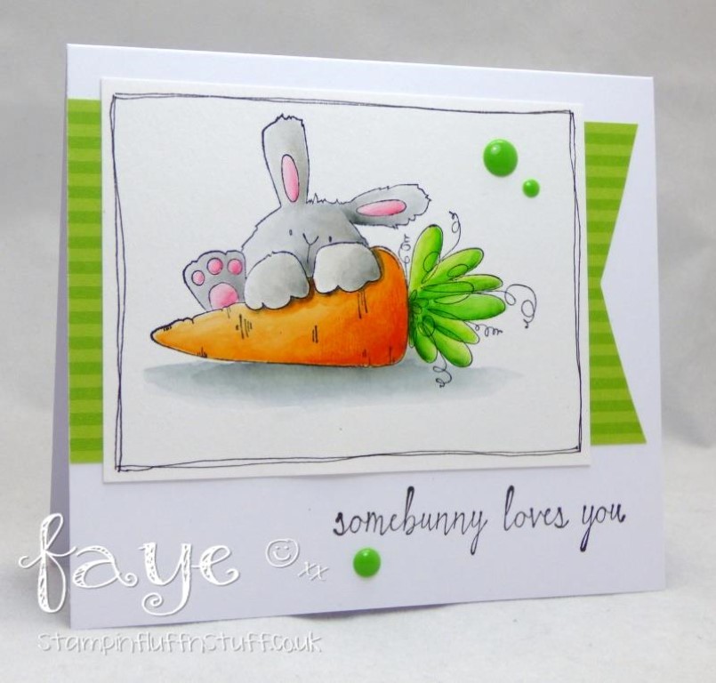 bellarific friday with Stamping Bella- rubber stamp used: SOMEBUNNY loves you, card made by Faye Wynn Jones