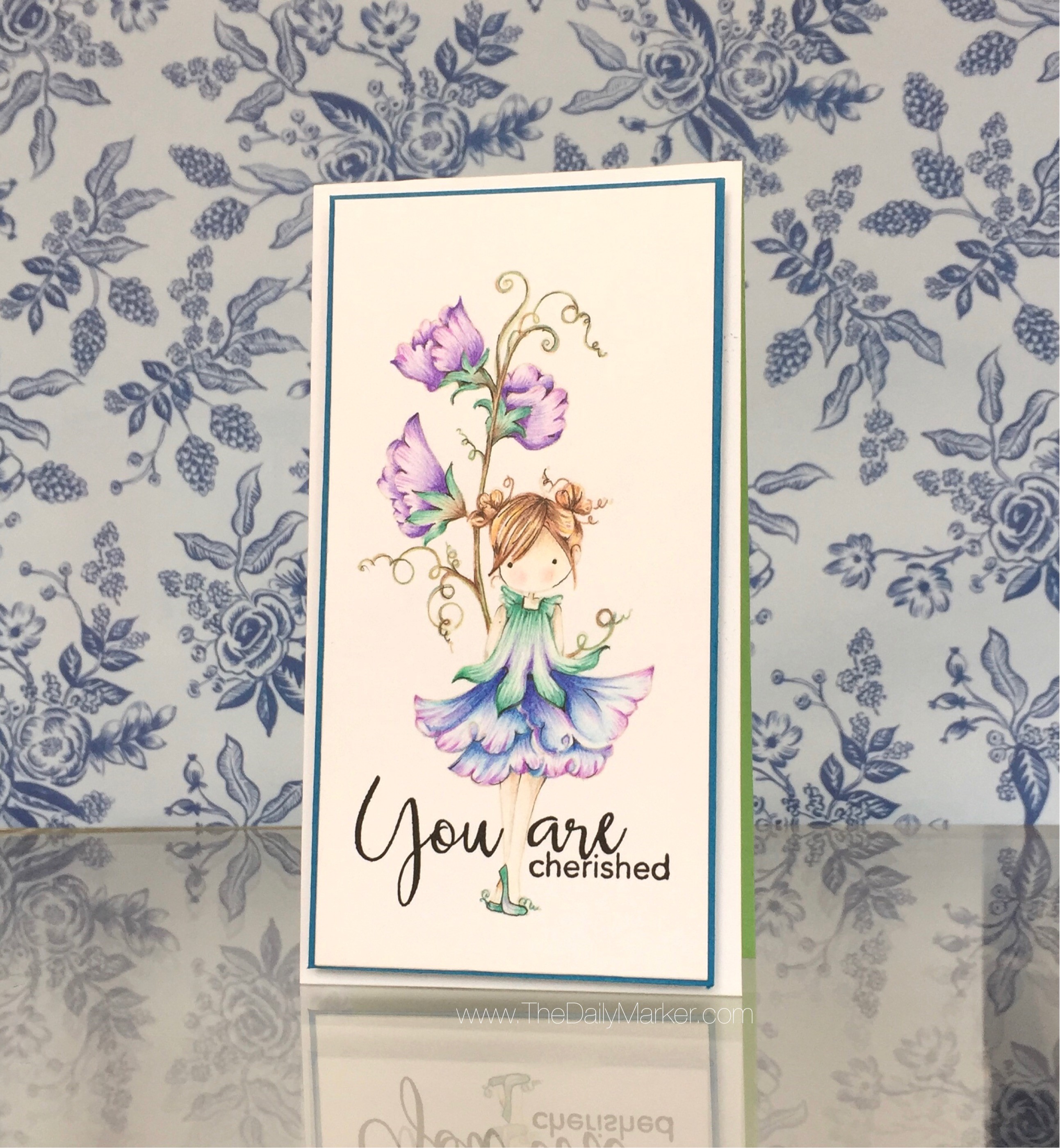 DESIGN TEAM THURSDAY with STAMPING BELLA- rubber stamp used: TINY TOWNIE GARDEN GIRL SWEET PEA.  Card by Kathy Racoosin