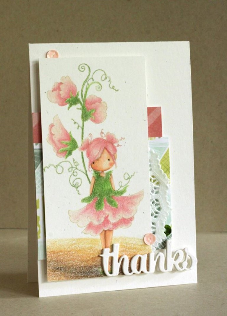 bellarific friday with Stamping Bella- rubber stamp used: TINY TOWNIE GARDEN GIRL SWEETPEA, card made by Alice Wertz