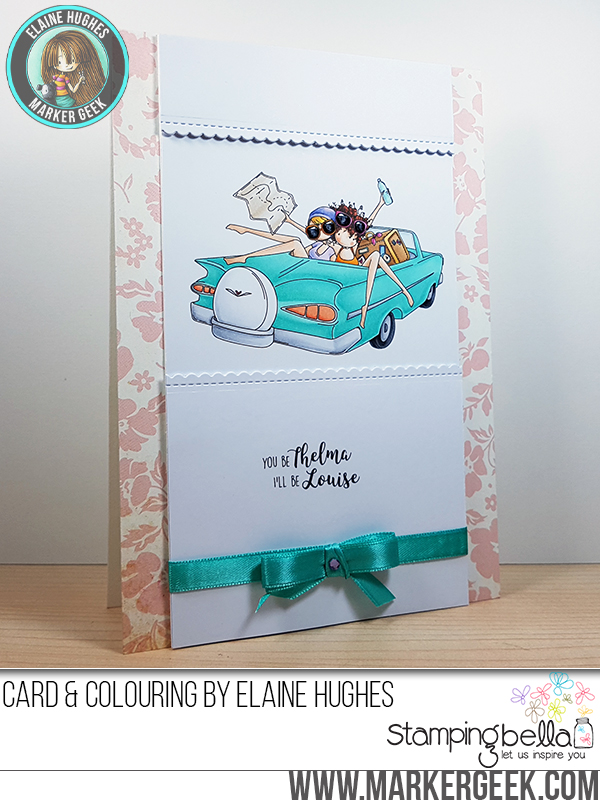 Stamping Bella SUMMER 2017 RELEASE- RUBBER STAMP : UPTOWN GIRLS Thelma and Louise card by Elaine Hughes