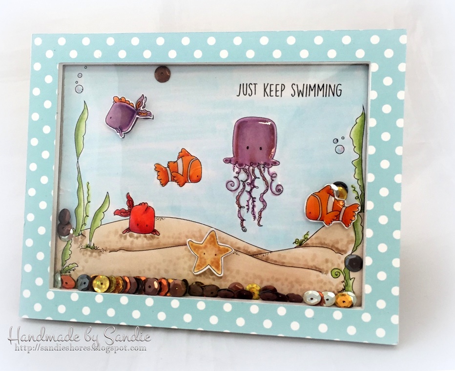 Stamping Bella SUMMER 2017 RELEASE- UNDER THE SEA BACKDROP RUBBER STAMP , Under the sea CREATURES and under the sea SENTIMENTS rubber stamps CARD BY Sandie Dunne