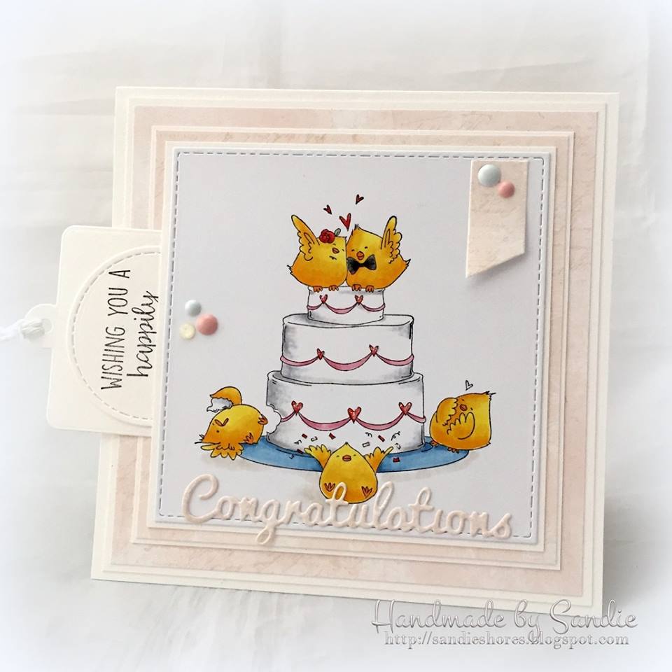 Bellarific Friday June 23 2017- Rubber stamp: Wedding Cake Chicks.  Card by Sandie Dunne