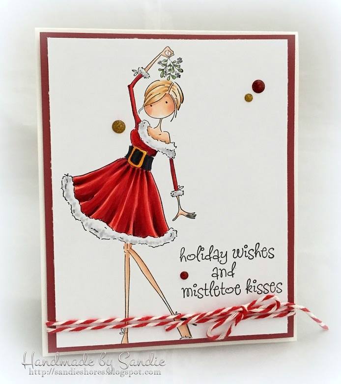 Bellarific Friday July 21st 2017- rubber stamp used on card: UPTOWN GIRL EVE UNDER THE MISTLETOE , created by SANDIE Dunne