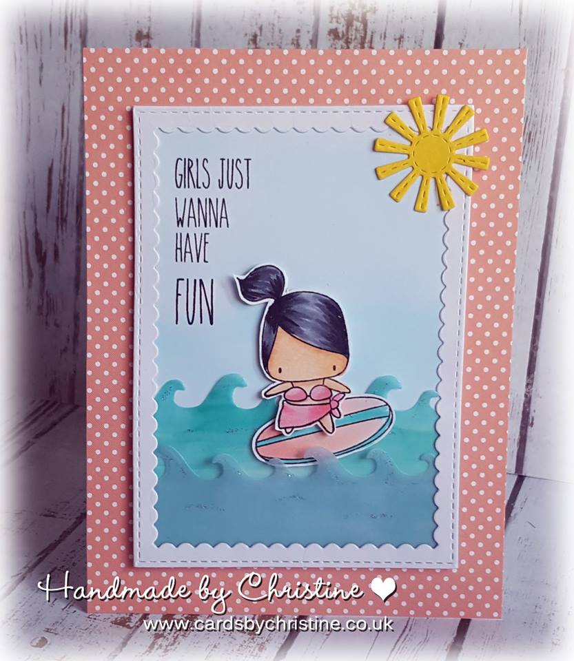 Bellarific Friday Challenge with Stamping Bella- Rubber stamps used: the LITTLES SURFER SET. Card made by Christine Levison