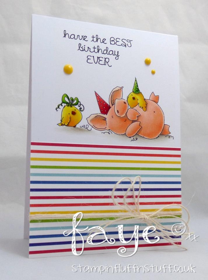 Bellarific Friday with stamping bella. Stamp usedL PETUNIA HAS A PARTY. Card by Faye Wynn Jones