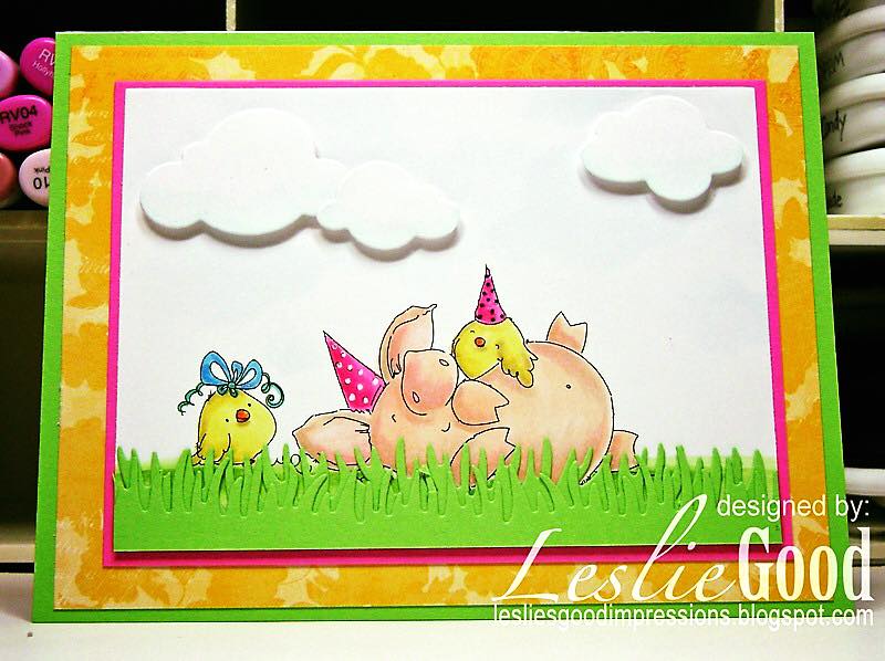 Bellarific Friday with stamping bella. Stamp usedL PETUNIA HAS A PARTY. Card by Leslie Good