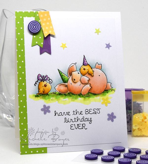 Bellarific Friday with stamping bella. Stamp usedL PETUNIA HAS A PARTY. Card by Michele Boyer