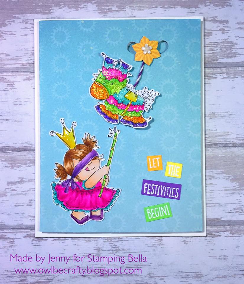Bellarific Friday with Stamping Bella- rubber stamp used: PINATA SQUIDGY card made by Jenny Bordeaux
