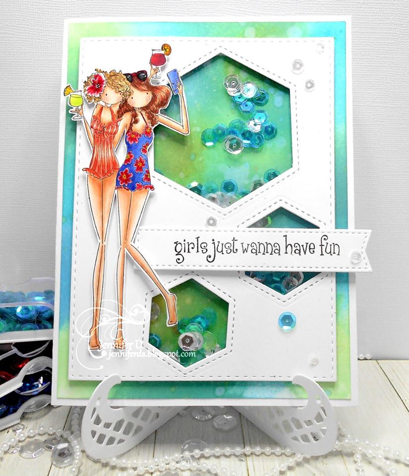 Bellarific Friday Challenge with Stamping Bella- Rubber stamps used: Uptown girls Samantha and Sierra take a SELFIE Card made by Jenny Dix