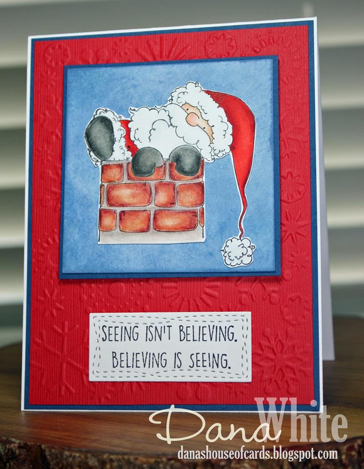 Bellarific Friday July 21st 2017- rubber stamp used on card: SANTA IS STUCK , created by DANA WHITE