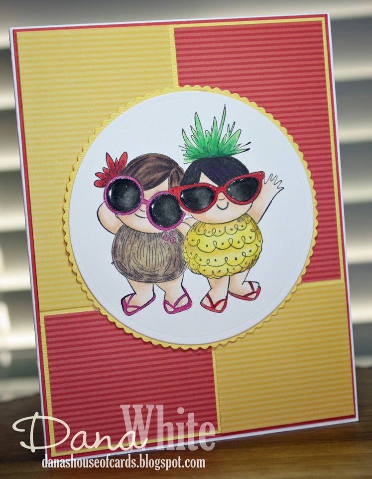 Bellarific Friday Challenge with Stamping Bella- Rubber stamps used: TROPICAL SQUIDGIES. Card made by  DANA WHITE