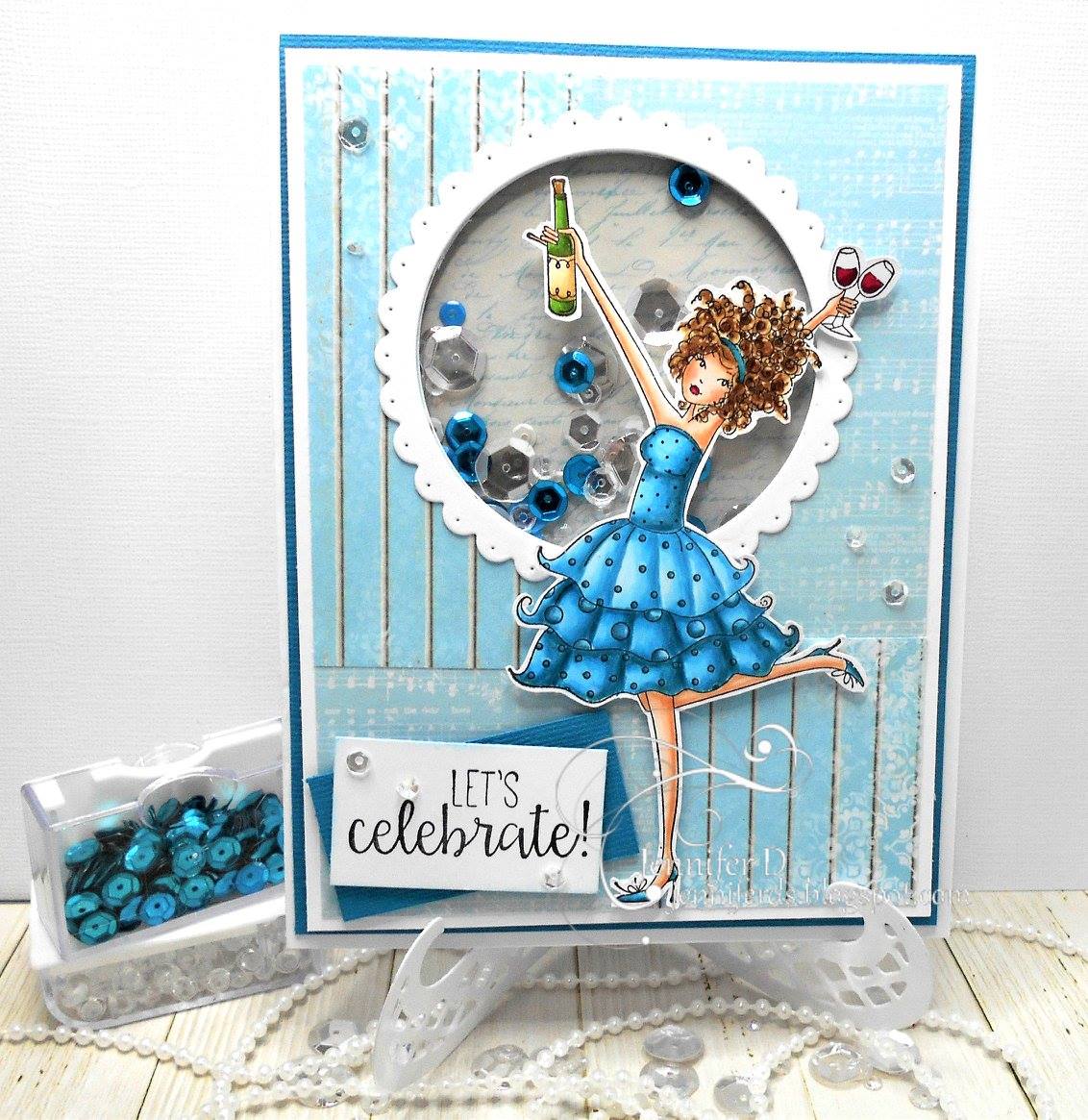 Bellarific Friday July 14th 2017- rubber stamp and cut it out die "WINOBELLA" card by Jenny Dix