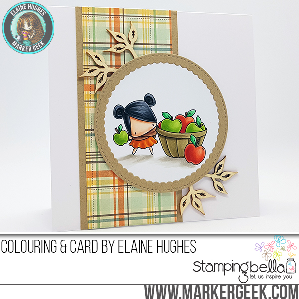 Stamping Bella SNEAK PEEK DAY 1- STAMPS USED:THE LITTLES-APPLE PICKING. Card by ELAINE HUGHES