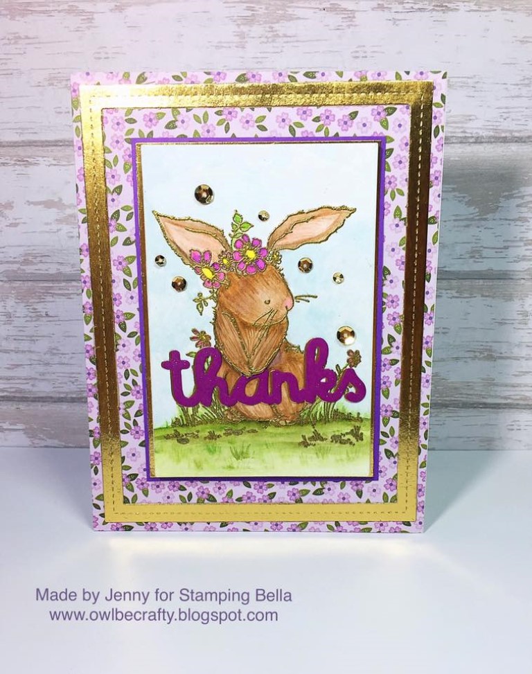 Bellarific Friday with Stamping Bella- Stamp used: Bedelia the bunny.  Card by Jenny Bordeaux