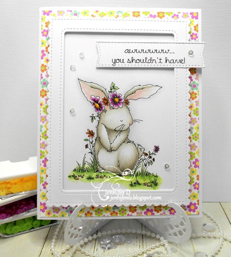 Bellarific Friday with Stamping Bella- Stamp used: Bedelia the bunny.  Card by Jenny Dix