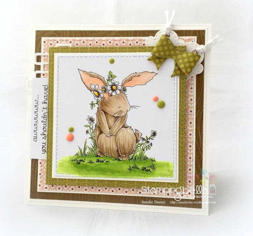 Bellarific Friday with Stamping Bella- Stamp used: Bedelia the bunny.  Card by Sandie Dunne