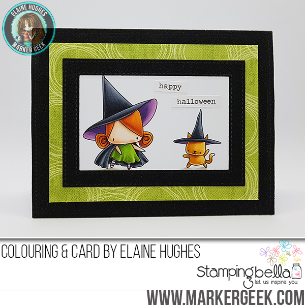 STAMPING BELLA SNEAK PEEK DAY 3- LITTLE BITS LITTLE WITCHIES RUBBER STAMP card by ELAINE HUGHES