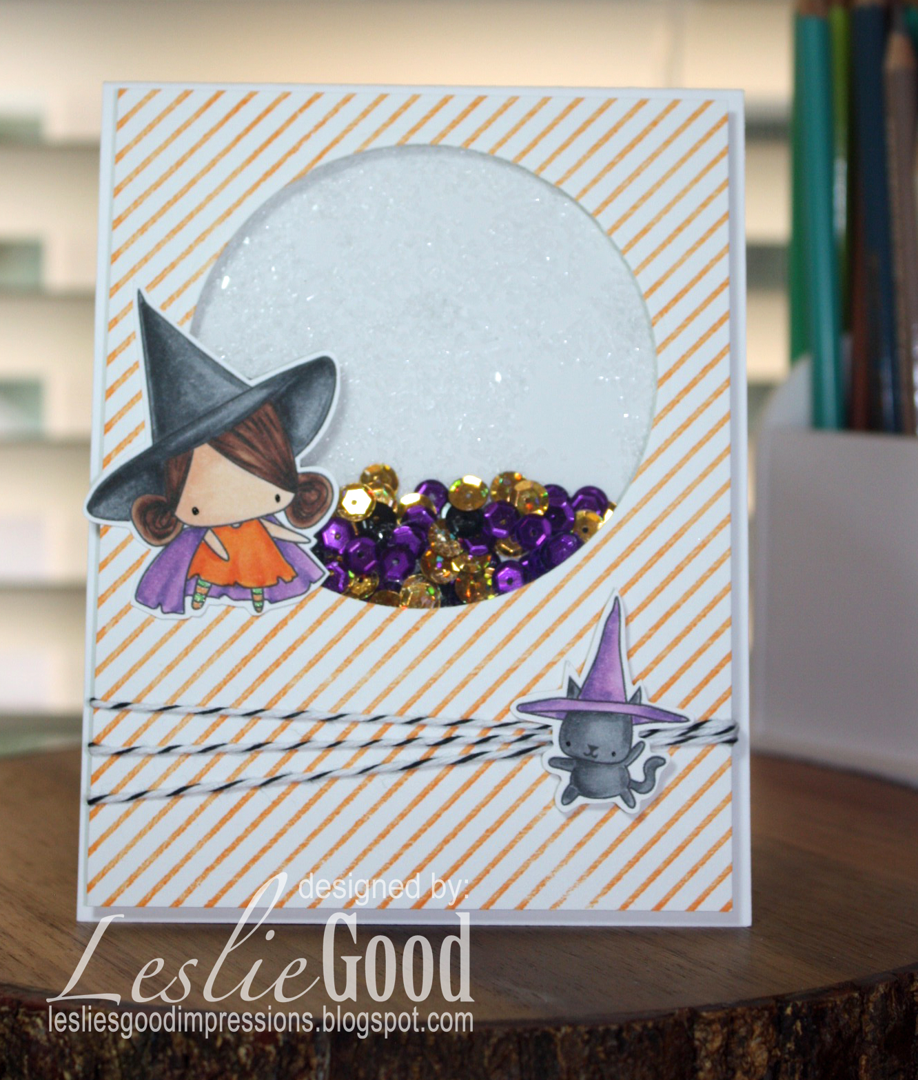 STAMPING BELLA SNEAK PEEK DAY 3- LITTLE BITS LITTLE WITCHIES RUBBER STAMP card by Leslie Good