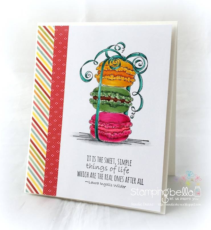 Bellarific Friday with STAMPING BELLA August 25th 2017. Rubber stamp used MACARON BOUQUET.  Card made by Sandie Dunne