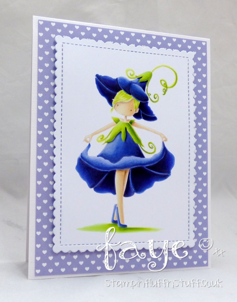  Stamping Bella FALL/HALLOWEEN 2017 release- TINY TOWNIE GARDEN GIRL MORNING GLORY rubber stamp, card by Faye Wynn Jones