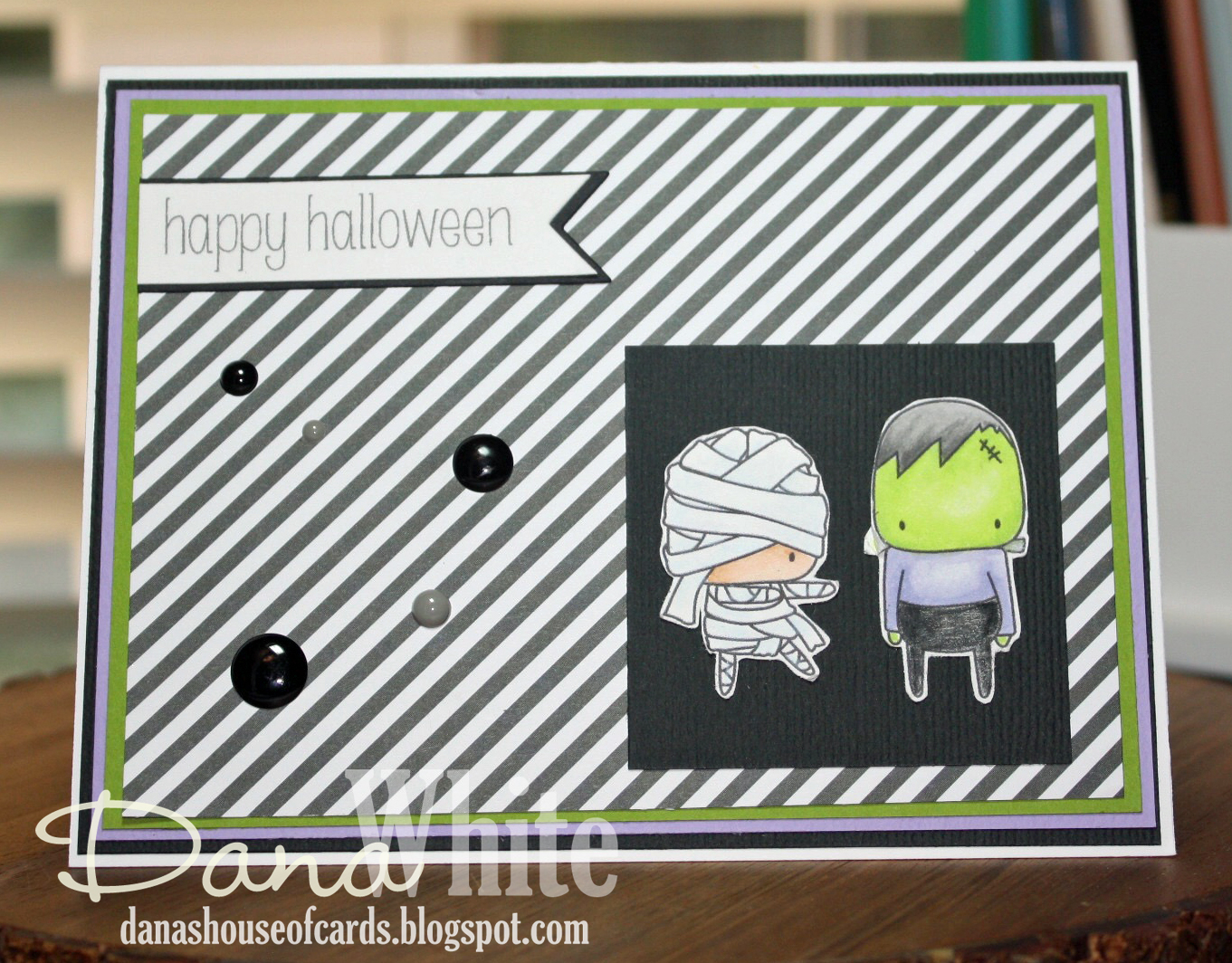 LITTLE BITS MUMMY, FRANKIE and GHOSTY Rubber stamp by Stamping Bella CARD BY DANA WHITE