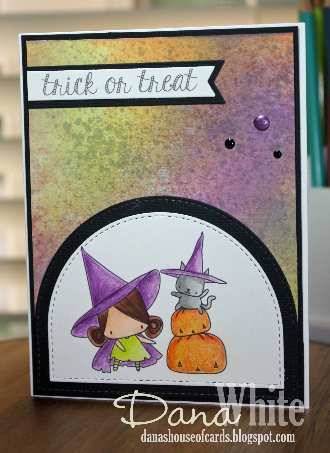Stamping Bella HALLOWEEN/FALL RELEASE 2017: Pumpkin with a WITCHY on top RUBBER STAMP, card by DANA WHITE