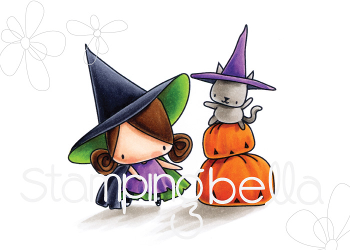 Stamping Bella HALLOWEEN/FALL RELEASE 2017: Pumpkin with a WITCHY on top RUBBER STAMP