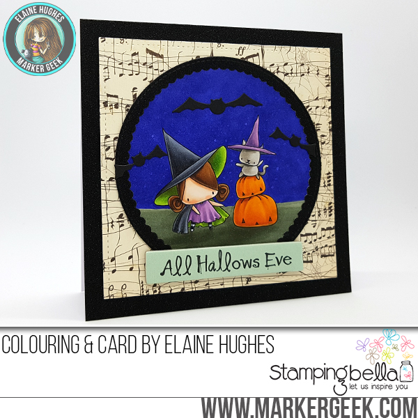 Stamping Bella HALLOWEEN/FALL RELEASE 2017: Pumpkin with a WITCHY on top RUBBER STAMP, card by Elaine Hughes